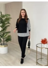 Kadın Gömlek Detay çizgili Yandan Bağlamalı Ikili Takım