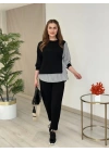Kadın Gömlek Detay çizgili Yandan Bağlamalı Ikili Takım