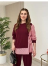 Kadın Gömlek Detay çizgili Yandan Bağlamalı Ikili Takım