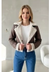 Kadın İçi Peluş Suni Süet Ceket