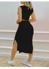 Kadın Iki Iplik Crop Etek Ikili Takım