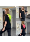 Kadın İki İplik Kumaş Sırt Neon Detay Bluz
