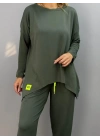 Kadın Iki Iplik Viskon Pamuk Kumaş Arma Detaylı Ikili Takım