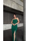 Kadın Ip Askılı Gipe Detay Maxi Boy Yırmaçlı Elbise
