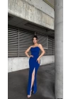 Kadın Ip Askılı Gipe Detay Maxi Boy Yırmaçlı Elbise