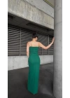 Kadın Ip Askılı Gipe Detay Maxi Boy Yırmaçlı Elbise
