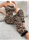 Kadın Ip Askılı Yakası Dantelli Bluz Ve Pijama Sandy Ikili Takım