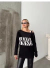 Kadın Kadife Kumaş Zebra Desenli Omuz Detay Uzun Kollu Bluz