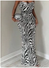 Kadın Kadın Ip Askılı Dökümlü Yaka Zebra Desen Maxi Boy Elbise
