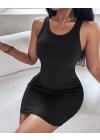 Kadın Kalın Askılı Bodycon Kaşkorse Mini Elbise