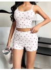 Kadın Kalp Desenli Askılı Şortlu Pijama Takımı 5236