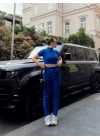 Kadın Kaşkorse Kumaş Yakası Fermuar Detaylı Tayt Takım