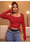 Kadın Kırmızı Kaşkorse Kumaş Bluz