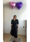 Kadın Kısa Balon Kollu Bisiklet Yaka Kiloş Janjan Krep Elbise