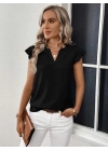 Kadın Kısa Kelebek Kollu V Yakalı Bluz