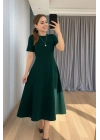 Kadın Kısa Kollu Bisiklet Yaka Maksi Boy Ithal Krep Elbise
