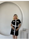 Kadın Kısa Kollu Bisiklet Yaka önden Düğmeli Modal Elbise