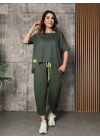 Kadın Kısa Kollu Bisiklet Yaka Viskon Iki Iplik Bluz Ve Pantolon Ikili Takım