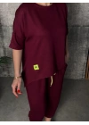 Kadın Kısa Kollu Bisiklet Yaka Viskon Iki Iplik Bluz Ve Pantolon Ikili Takım