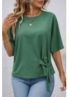 Kadın Kısa Kollu Bisiklet Yaka Yandan Bağcıklı Aerobin Bluz