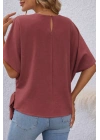 Kadın Kısa Kollu Bisiklet Yaka Yandan Bağcıklı Aerobin Bluz