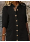 Kadın Kısa Kollu Hakim Yaka önden Düğmeli Kısa Müslim Elbise