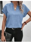 Kadın Kısa Kollu Hakim Yaka Sofya Bluz