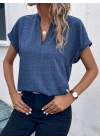 Kadın Kısa Kollu Hakim Yaka Sofya Bluz