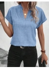 Kadın Kısa Kollu Hakim Yaka Sofya Bluz