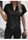 Kadın Kısa Kollu Hakim Yaka Sofya Bluz