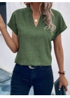 Kadın Kısa Kollu Hakim Yaka Sofya Bluz
