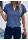 Kadın Kısa Kollu Hakim Yaka Sofya Bluz