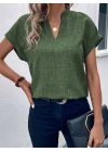 Kadın Kısa Kollu Hakim Yaka Sofya Bluz