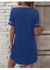 Kadın Kısa Kollu Kalp Yaka Göğüs Tül Detay Krep Elbise