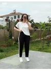 Kadın Kısa Kollu Modal Dokulu Kumaş Yanı şeritli Takım