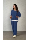 Kadın Kısa Kollu Omuzlardan Açık Yarasa Kollu Bürümcük Bluz Ve Pantolon Ve Viskon Atlet