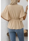 Kadın Kısa Kollu önden Düğmeli Ithal Krep Bluz