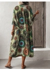 Kadın Kısa Kollu önü Açık Belden Kuşaklı Uzun Kimono