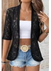 Kadın Kısa Kollu önü Açık Dantelli Ceket