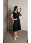 Kadın Kısa Kollu Ribana Ve Fermuar Detay Midi Boy Elbise