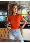 Kadın Kısa Kollu Tek Omuzu Açık Büzgülü Viskon Bluz