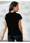 Kadın Kısa Kollu V Hakim Yakalı Leopar Desenli Sandy Bluza