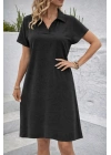 Kadın Kısa Kollu V Yaka Aerobin Kumaş Diz üstü Elbise
