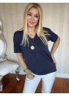Kadın Kısa Kollu V Yaka Bluz