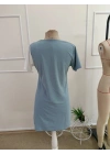 Kadın Kısa Kollu V Yakalı çift Renklç Kısa Lazer Kesim çiçek Detaylı Ithal Krep Elbise