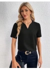 Kadın Kısa Kollu V Yakalı Ithal Krep Elbise