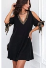 Kadın Kısa Kollu V Yakalı Kısa Sandy Elbise