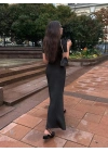 Kadın Kısa Kollu Yakalı önden Düğmeli Maxi Triko Elbise