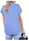 Kadın Kısa Kollu Yakalı Uzun Sandy Bluz