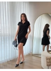 Kadın Kısa Kollu Yakalı Viskon Iki Iplik Elbise
